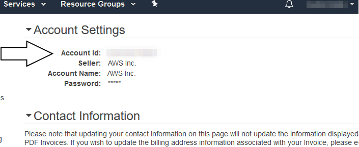 AWS Console - Account Settings