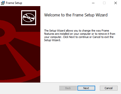 Frame App Installer for Windows - Welcome